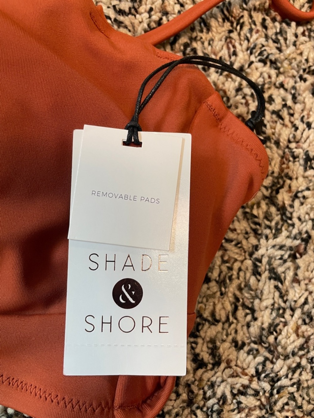 Shade & Shore Rust Orange Bandeau Swim Top with Halter Tie Size 36B | NWT - Picture 5 of 6